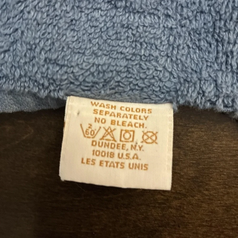 VTG Dundee Blue Pink Lace Bath Towel Set 2pc USA Made 100% Cotton CottageCore